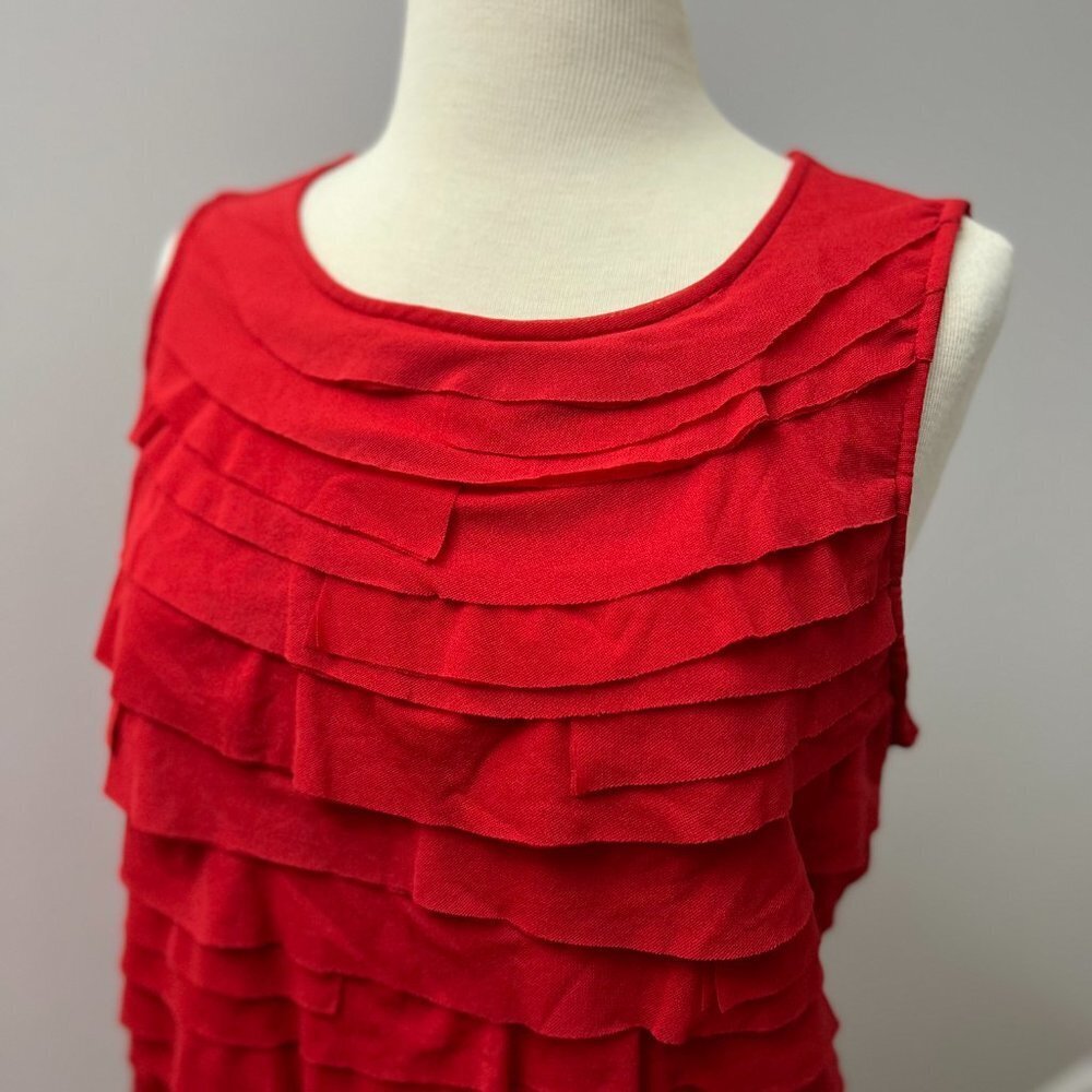 Chico's Red Layered Fabric Style Textured Sleeveless Tank Top Sz 2 (M/12)